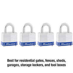 Master Lock 1-5/16 in. H X 1-5/8 in. W X 1-1/2 in. L Laminated Steel Double Locking Padlock 4