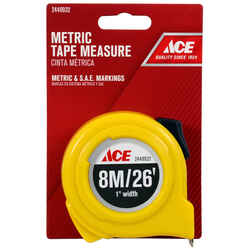 Ace 26 ft. L x 1 in. W Metric Tape Measure Yellow 1 pk