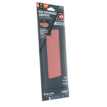 Ace 9 in. L X 3-2/3 in. W 120 Grit Aluminum Oxide Sandpaper 6 pk