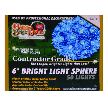 Holiday Bright Lights Incandescent Contractor Sphere Light Blue 12 ft. 50 lights