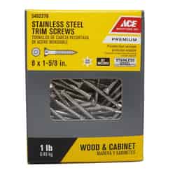 Ace No. 8 x 1-5/8 in. L Star Trim Head Stainless Steel Trim Screw 1 lb. 130 pk