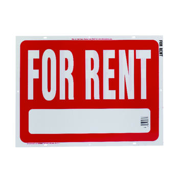 Hy-Ko English For Rent Sign Plastic 18 in. H x 24 in. W