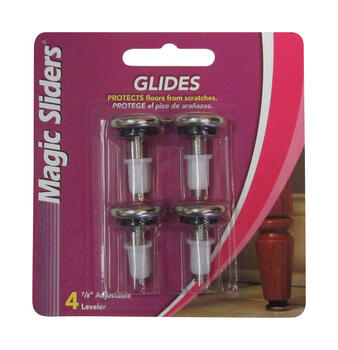 Magic Sliders Steel Adjustable Leveling Glide 7/8 in. W x 4 in. L 4 pk Round