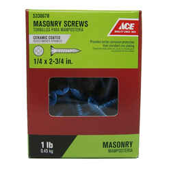 Ace 1/4 in. x 2-3/4 in. L Phillips Flat Head Steel Masonry Screws 40 pk 1 lb.