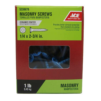 Ace 1/4 in. x 2-3/4 in. L Phillips Flat Head Steel Masonry Screws 40 pk 1 lb.