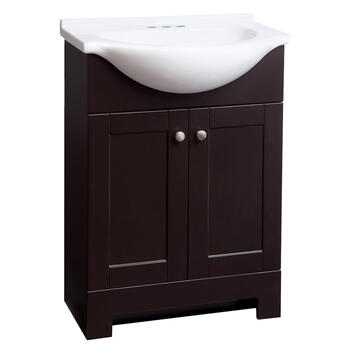 Continental Cabinets Euro Single Dark Espresso Vanity Combo 33-1/2 in. H x 24 in. W x 12-1/2 i