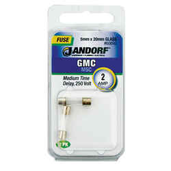 Jandorf GMC 2 amps 250 volt Glass Medium Time Delay Fuse 2 pk