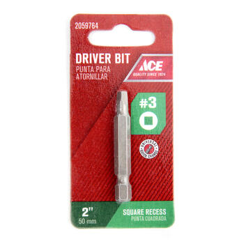 Ace #3 in. x 2 in. L Screwdriver Bit 1/4 in. 1 pc. S2 Tool Steel Quick-Change Hex Shank Square