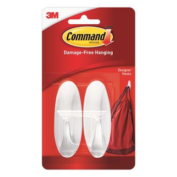 3M Command Medium Hook 3-1/8 in. L 2 pk Plastic