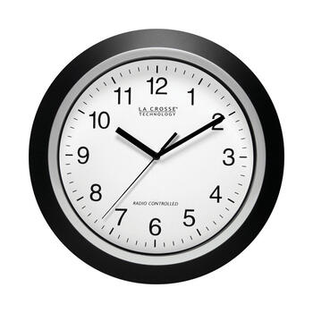 La Crosse Technology 12 in. L x 1 in. W Indoor Casual Atomic Wall Clock Glass/Plastic Black/Sil