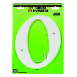 Hy-Ko 6 in. White Plastic Screw-On Number 0 1 pc.