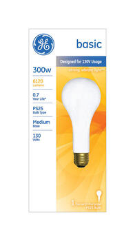 GE Lighting 300 watts PS25 Incandescent Light Bulb 6120 lumens White (Frosted) Pear Straight 1