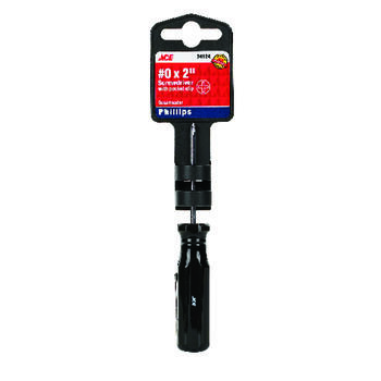 Ace No. 0 2 in. Screwdriver Steel Black 1 Phillips
