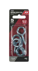 Ace 1/4 in. Dia. x 1-13/16 in. L Zinc-Plated Steel Screw Eye 80 lb. 5 pk