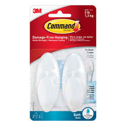 3M Command Medium Plastic Hook 3-3/8 in. L 2 pk