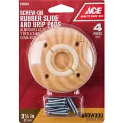 Ace Rubber Slide and Grip Dual Function Pad Brown Round 3-1/4 in. W 4 pk
