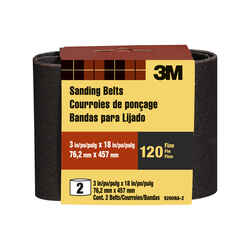 3M 18 inch in. L x 3 in. W Aluminum Oxide Sanding Belt 120 Grit Fine 2 pc.