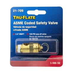 Tru-Flate Brass Safety Valve 1/4 in. Male 1 1 pc