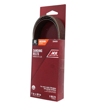 Ace 30 in. L x 1 in. W Aluminum Oxide Sanding Belt Medium 80 Grit 3 pk