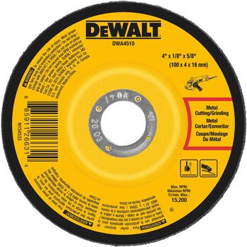 DeWalt 4 in. Dia. x 1/8 in. thick x 5/8 in. Aluminum Oxide Metal Grinding Wheel 15200 rpm 1 pc