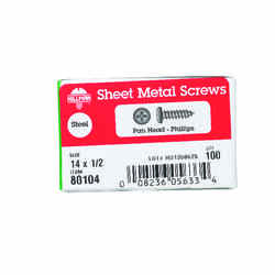 HILLMAN 14 x 1/2 in. L Phillips Zinc-Plated Sheet Metal Screws 100 per box Steel Pan Head