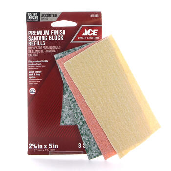 Ace 5 in. L X 2-5/8 in. W 80/120/180/220 Grit Aluminum Oxide Sanding Sheet 8 pk