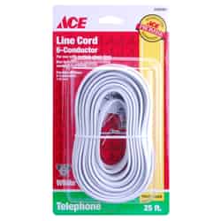 Ace 25 ft. L White Modular Telephone Line Cable