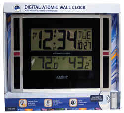 La Crosse Technology 11 in. L x 1-1/8 in. W Indoor Contemporary Atomic Wall Clock Black/Silver