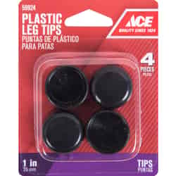 Ace Plastic Leg Tip Black Round 1 in. W 4 pk