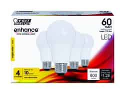 Feit Electric Enhance A19 E26 (Medium) LED Bulb Bright White 60 Watt Equivalence 4 pk