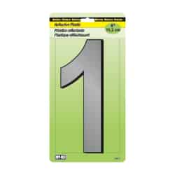 Hy-Ko 6 in. Black 1 Number Nail-On Plastic Reflective