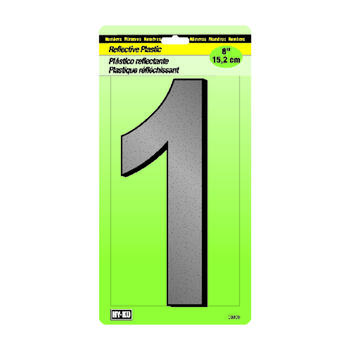 Hy-Ko 6 in. Black 1 Number Nail-On Plastic Reflective