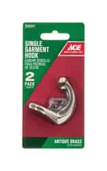 Ace 1-3/4 in. L Gold Brass Antique Brass Small Hook 2 pk Single Garment