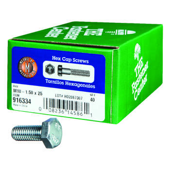 HILLMAN M10-1.50 mm Dia. x 25 mm L Heat Treated Steel Hex Head Cap Screw 40 box