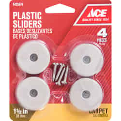 Ace Plastic Slide Glide Off-White Round 1-1/2 in. W 4 pk