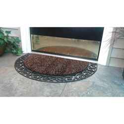 GrassWorx Wrought Iron Style Halfmoon Coffee Bean Polyethylene/Rubber Nonslip Door Mat 36 in.