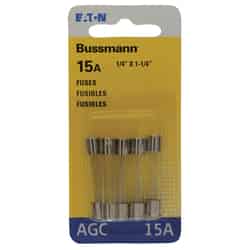 Bussmann 15 amps AGC Glass Tube Fuse 5 pk