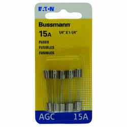 Bussmann 15 amps AGC Glass Tube Fuse 5 pk