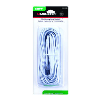 Monster Cable White 50 ft. L Modular Telephone Line Cable