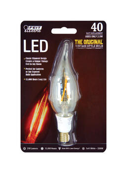 Feit Electric Vintage Style CA10 E12 (Candelabra) LED Bulb Warm White 40 Watt Equivalence 1 pk