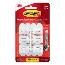 3M Command Mini Hook 11/8 in. L 18 pk Plastic