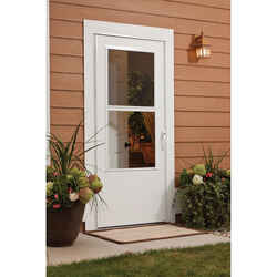 LARSON 81 in. H x 36 in. W Vinyl/Wood White Mid-View Reversible Self-Storing Storm Door