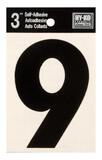 Hy-Ko 3 in. Black Vinyl Self-Adhesive Number 9 1 pc.