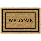 DeCoir Classic Welcome Border Tan/Black Coir Nonslip Door Mat 18 in. L x 30 in. W