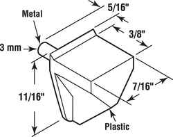 Prime-Line Clear 4.813 in. H x 1.875 in. W x 0.8 in. L 1/8 inch Ga. Plastic/Steel Shelf Support P