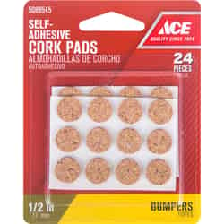 Ace Cork Self Adhesive Bumper Pads Brown Round 1/2 in. W 24 pk