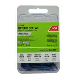 Ace 1/4 in. x 2-1/4 in. L Phillips Flat Head Ceramic Steel Masonry Screws 15 pk