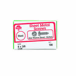HILLMAN 6 x 3/8 in. L Hex Washer Zinc-Plated Steel Sheet Metal Screws 100 per box Slotted