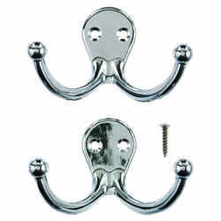 Ace 1-3/4 in. L Chrome Silver Metal Small Double Garment Hook 2 pk