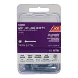 Ace 1-1/2 in. L x 10 Sizes Hex Zinc-Plated Self- Drilling Screws Hex Washer Head Steel
